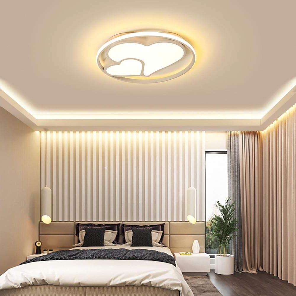 Double Heart LED Flush Mount Ceiling Light with Dimmable Remote