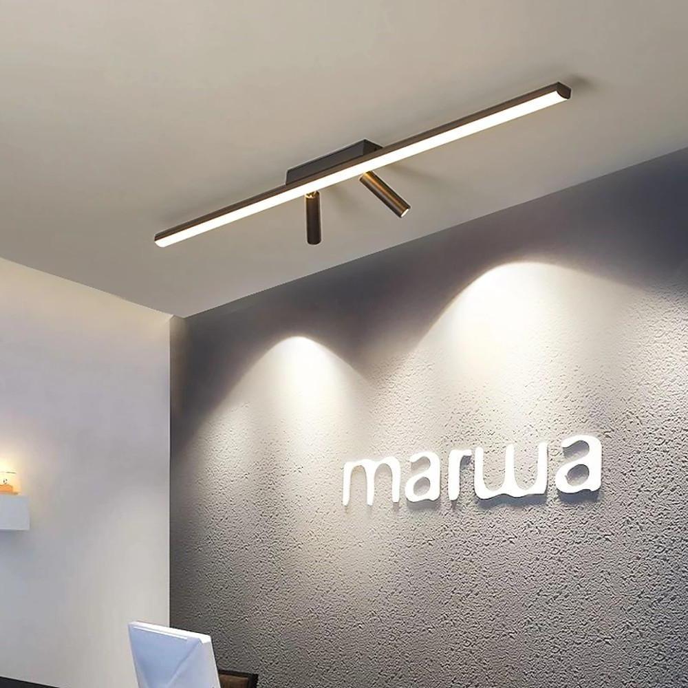 Black Linear Semi-Flush Mount Light with Adjustable Spotlights