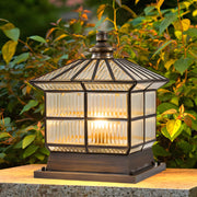Bronze Square Outdoor Post Light with Solar & Hardwired Options