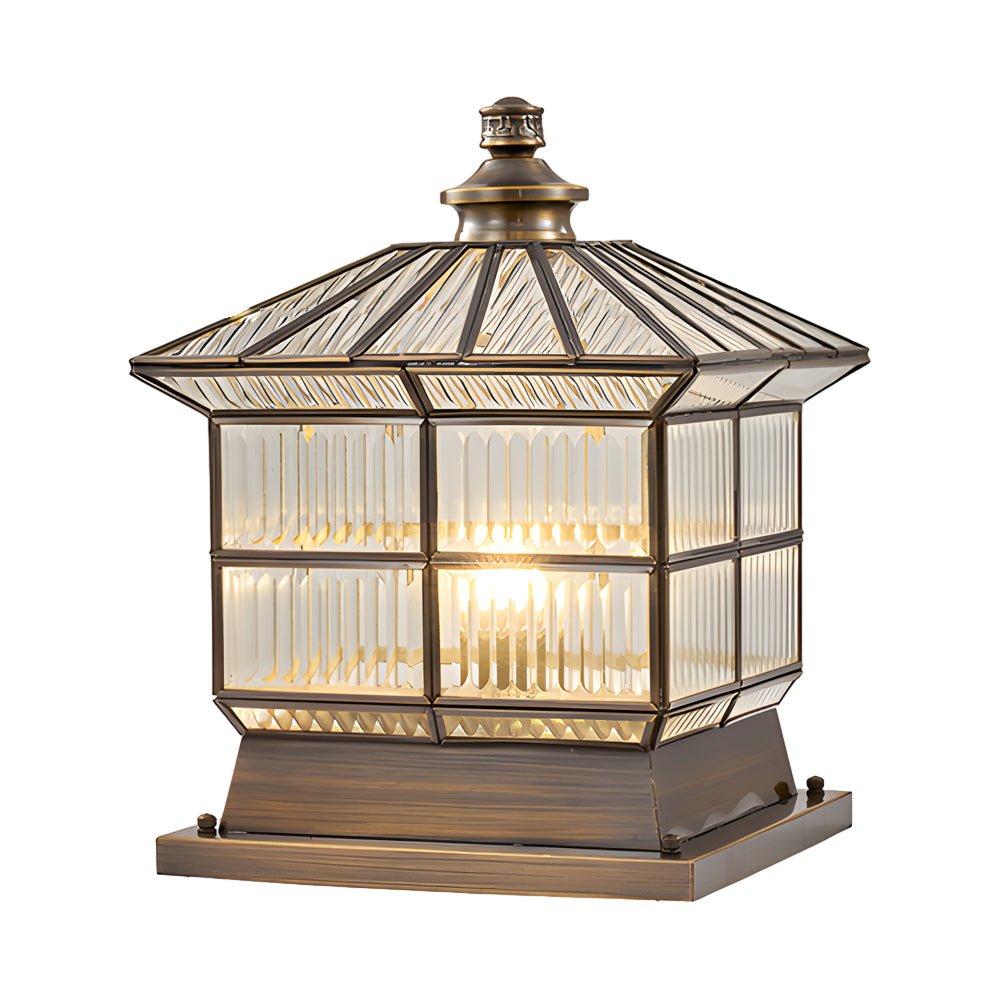 Bronze Square Outdoor Post Light with Solar & Hardwired Options