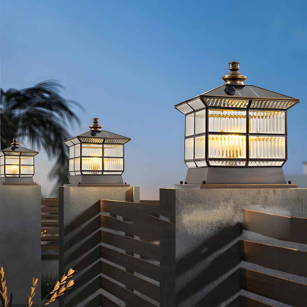 Bronze Square Outdoor Post Light with Solar & Hardwired Options