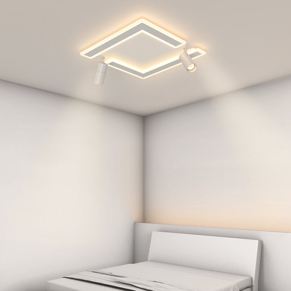 Square Dimmable Flush Mount with Adjustable Spotlights White