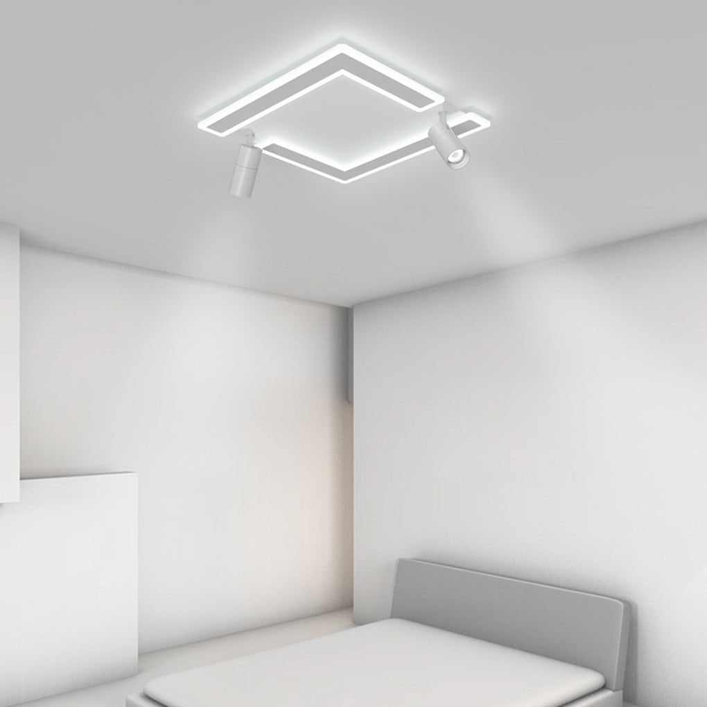 Square Dimmable Flush Mount with Adjustable Spotlights White