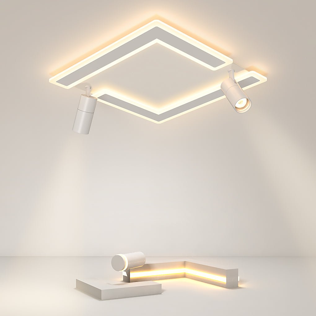 Square Dimmable Flush Mount with Adjustable Spotlights White
