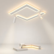 Square Dimmable Flush Mount with Adjustable Spotlights White