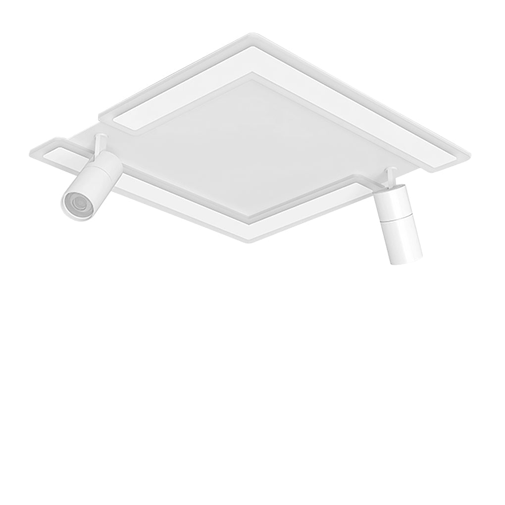 Square Dimmable Flush Mount with Adjustable Spotlights White