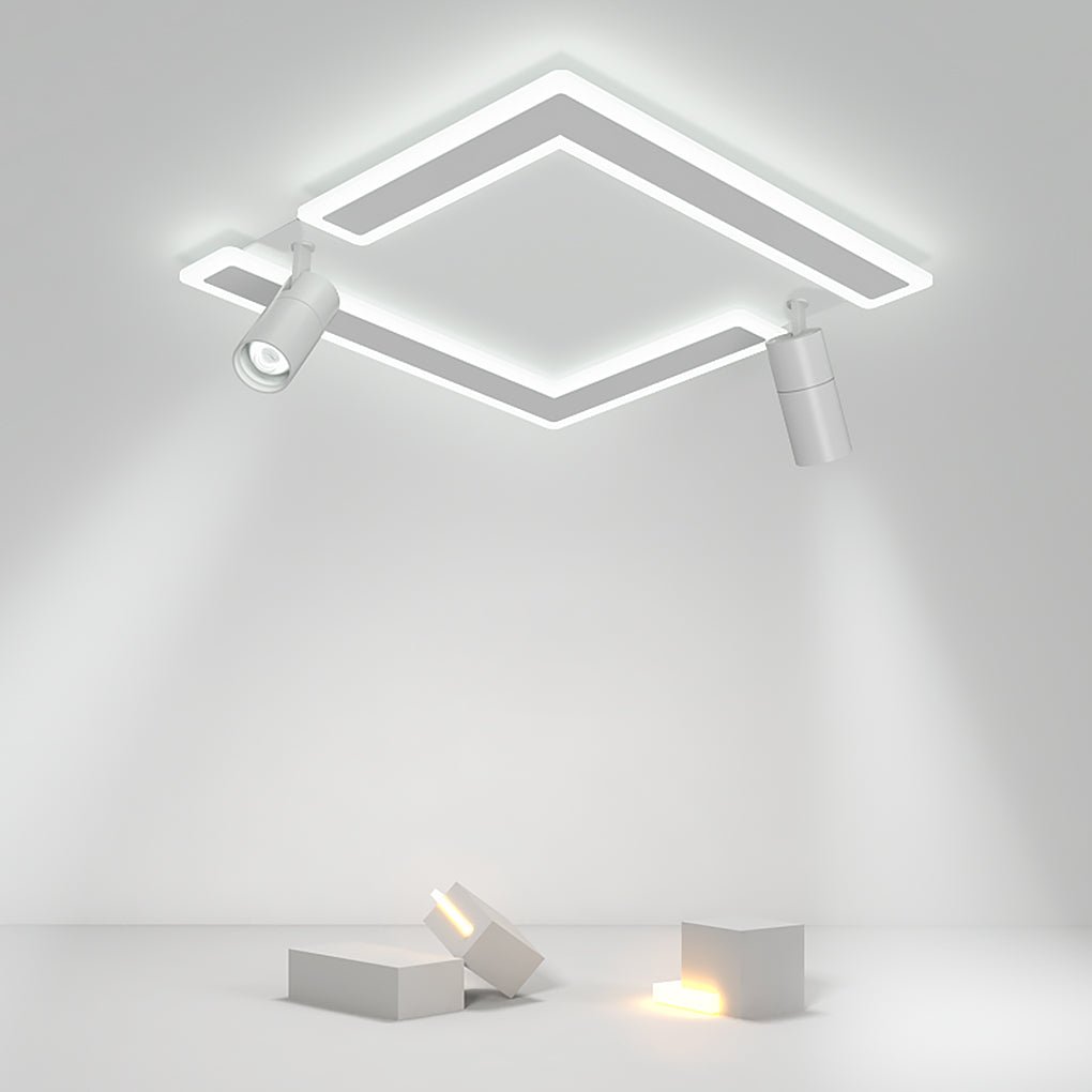 Square Dimmable Flush Mount with Adjustable Spotlights White