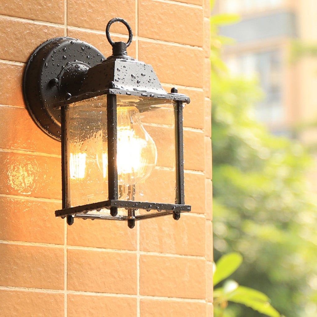 Square Glass Outdoor Wall Light | Industrial Waterproof Sconce