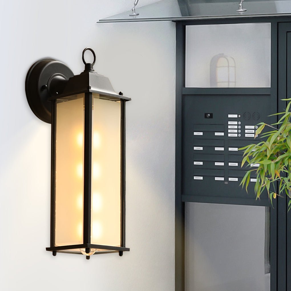Square Glass Outdoor Wall Light | Industrial Waterproof Sconce