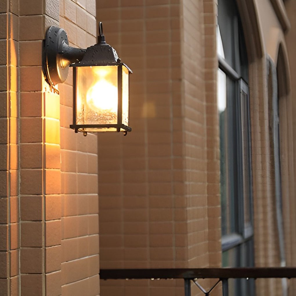 Square Glass Outdoor Wall Light | Industrial Waterproof Sconce