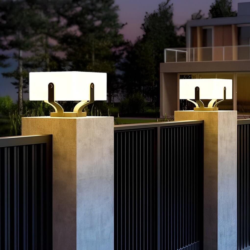 Modern Square Solar Post Light - Waterproof Outdoor Fence Lighting
