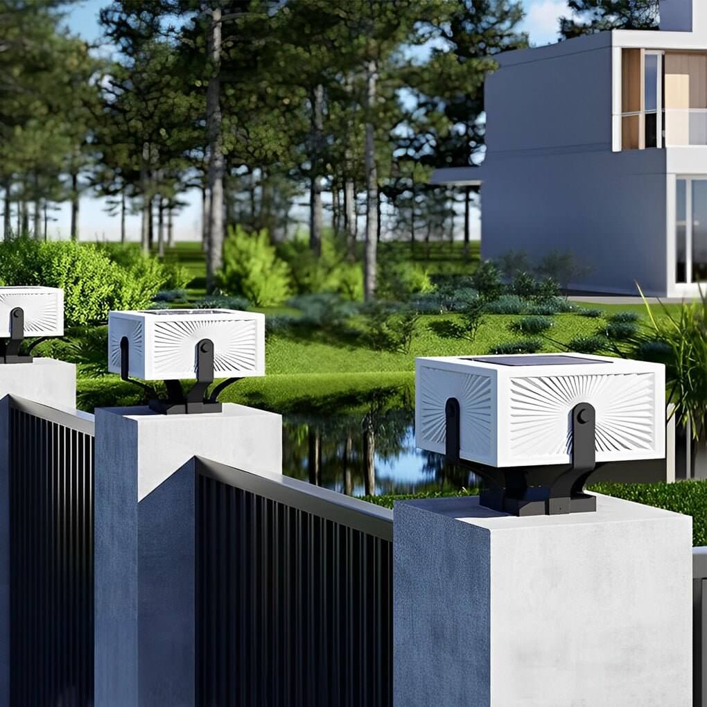 Modern Square Solar Post Light - Waterproof Outdoor Fence Lighting