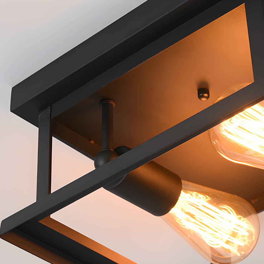 Square Iron Semi-Flush Ceiling Light - Industrial Farmhouse Style