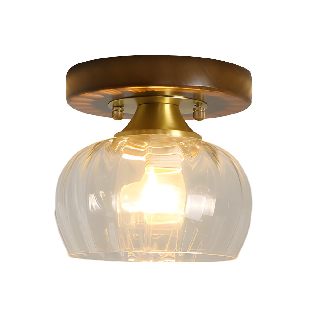 Retro Country Style Semi Flush Mount Ceiling Light with Glass Shade