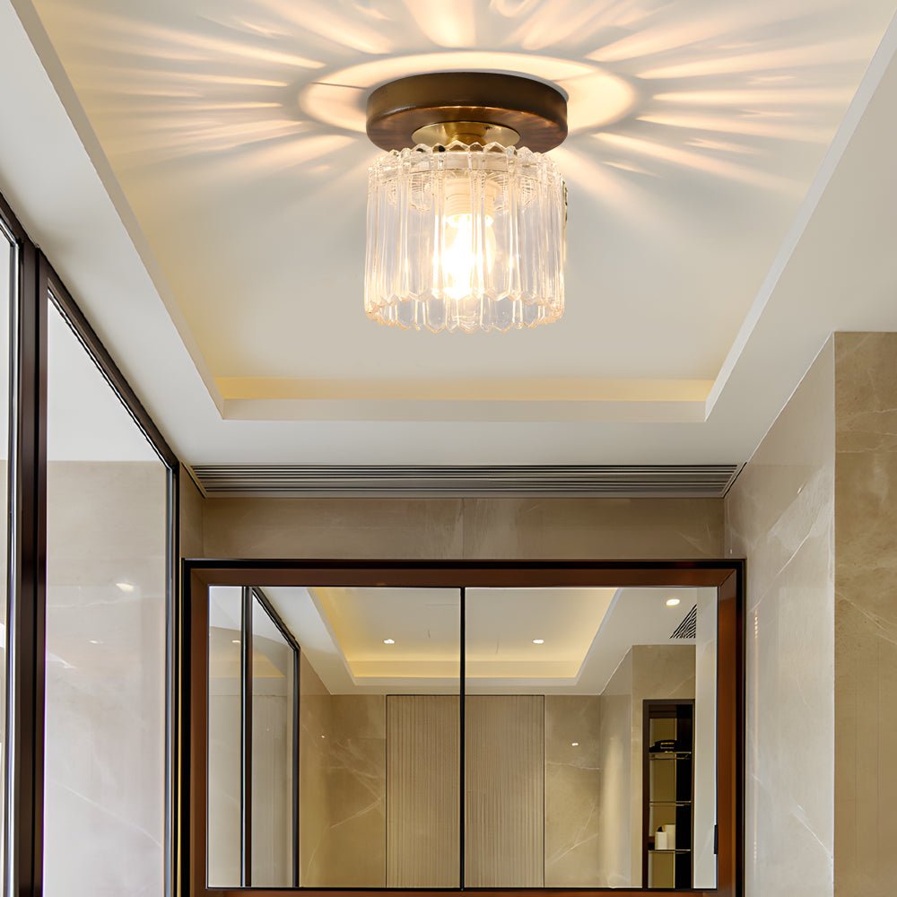Retro Country Style Semi Flush Mount Ceiling Light with Glass Shade