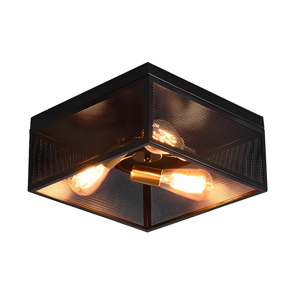 Square Iron Semi-Flush Ceiling Light - Industrial Farmhouse Style