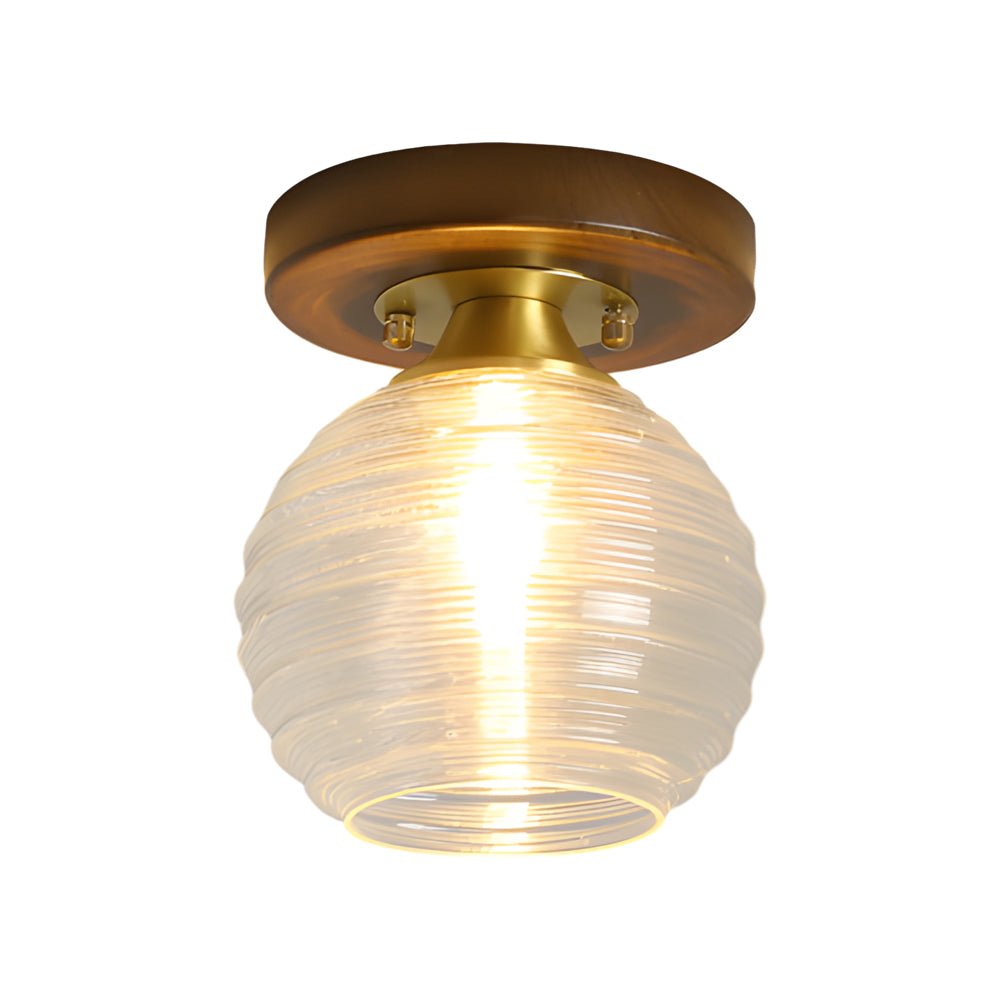 Retro Country Style Semi Flush Mount Ceiling Light with Glass Shade