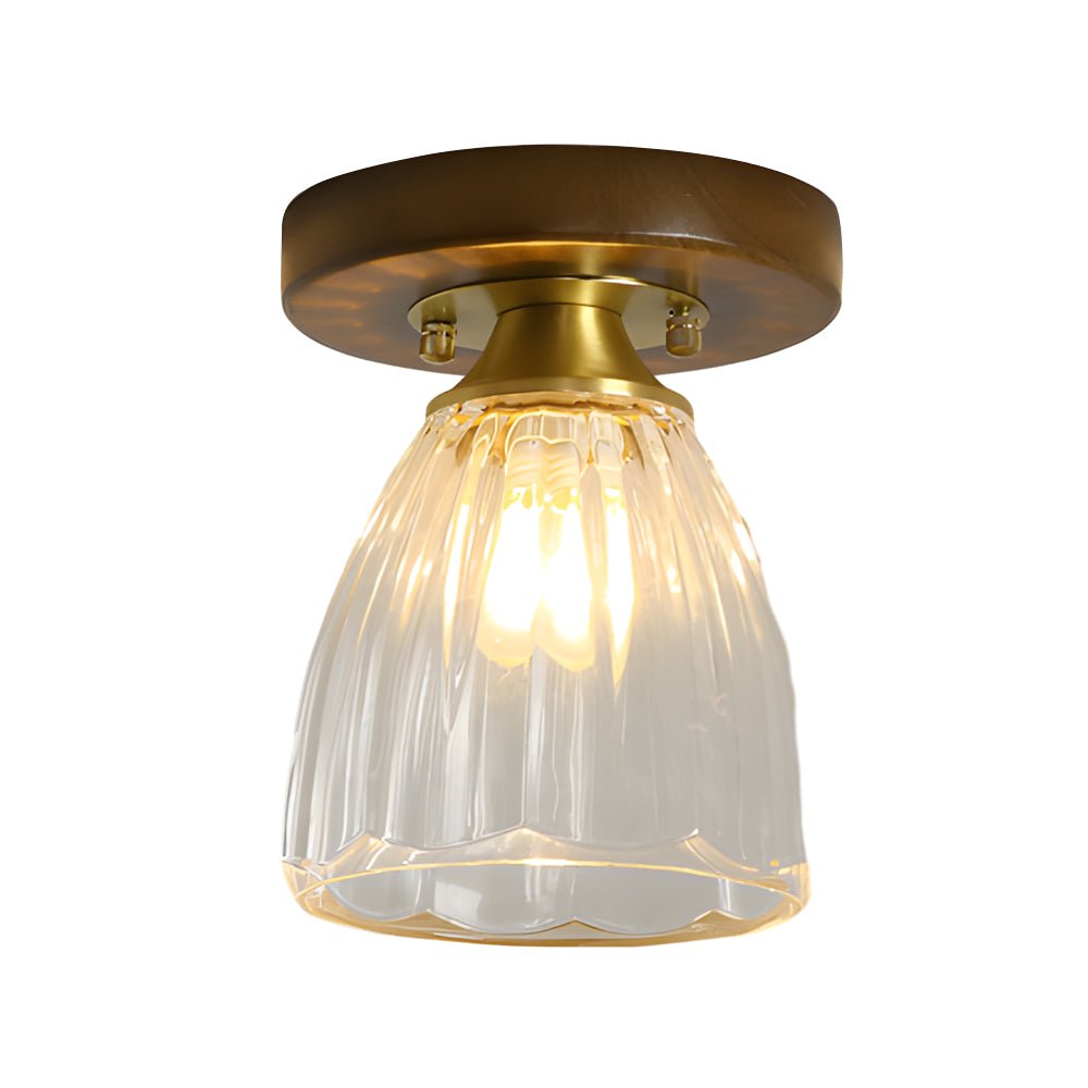 Retro Country Style Semi Flush Mount Ceiling Light with Glass Shade