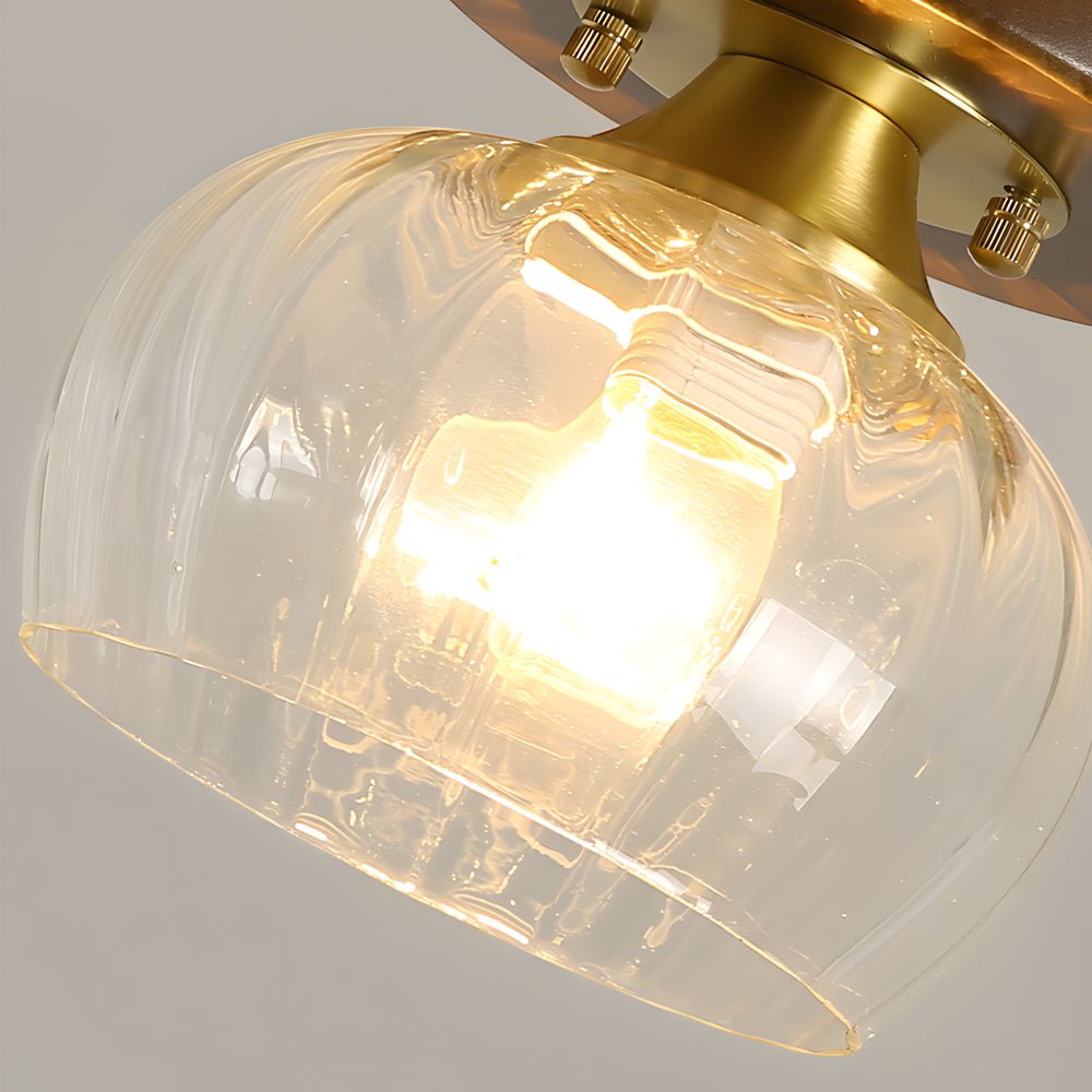Retro Country Style Semi Flush Mount Ceiling Light with Glass Shade