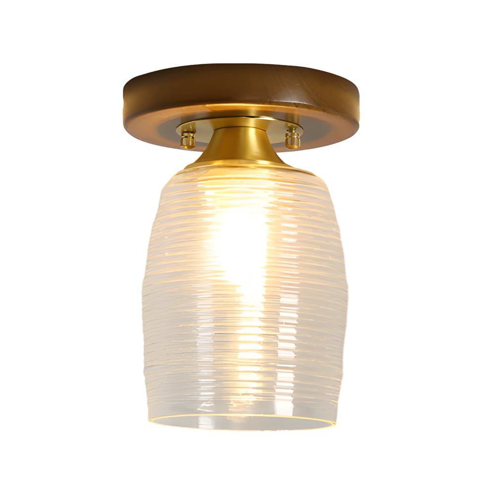 Retro Country Style Semi Flush Mount Ceiling Light with Glass Shade