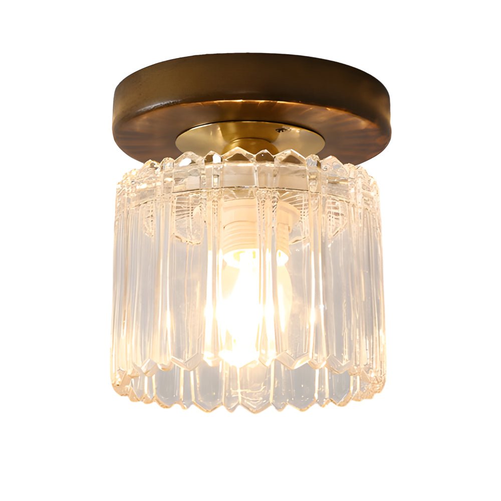 Retro Country Style Semi Flush Mount Ceiling Light with Glass Shade