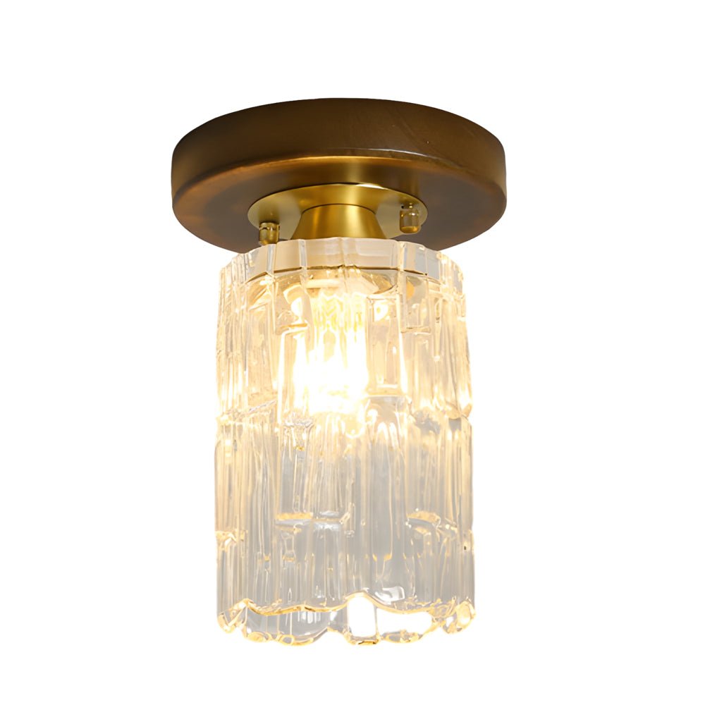 Retro Country Style Semi Flush Mount Ceiling Light with Glass Shade