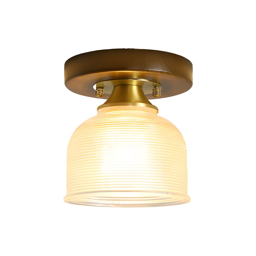 Retro Country Style Semi Flush Mount Ceiling Light with Glass Shade