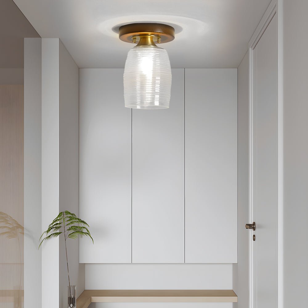 Retro Country Style Semi Flush Mount Ceiling Light with Glass Shade