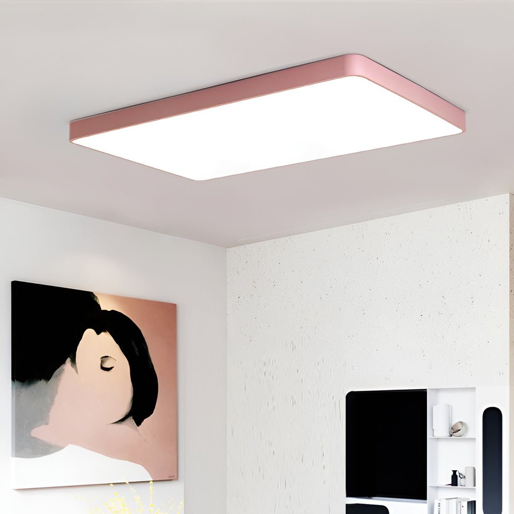 Modern Square LED Flush Mount Ceiling Light – Metal & PVC