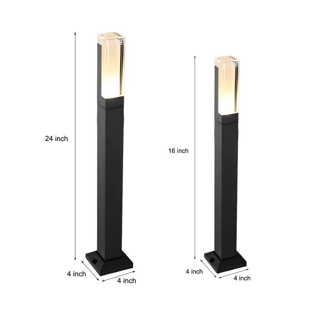 Modern Cuboid LED Bollard Light – Aluminum Outdoor Post Lamp