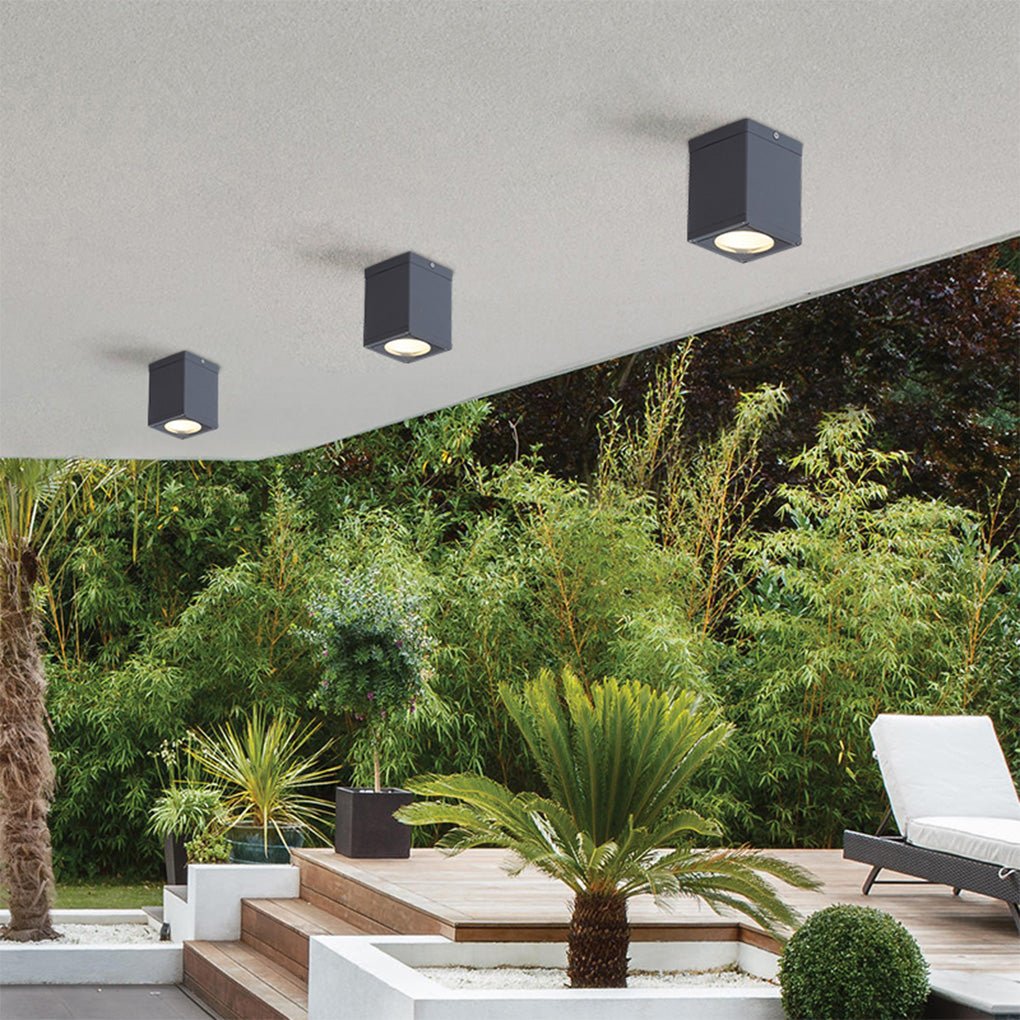 Square Waterproof LED Ceiling Light Industrial Aluminum Glass