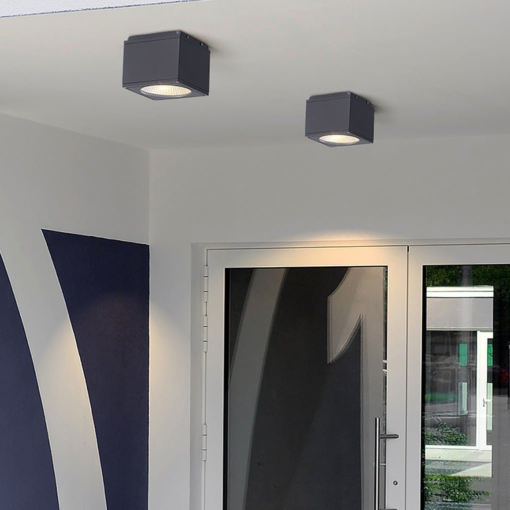 Square Waterproof LED Ceiling Light Industrial Aluminum Glass