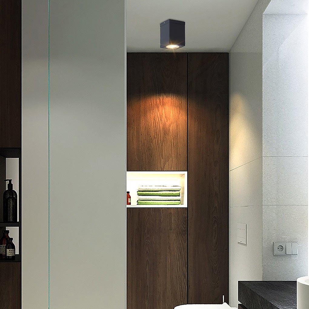 Square Waterproof LED Ceiling Light Industrial Aluminum Glass