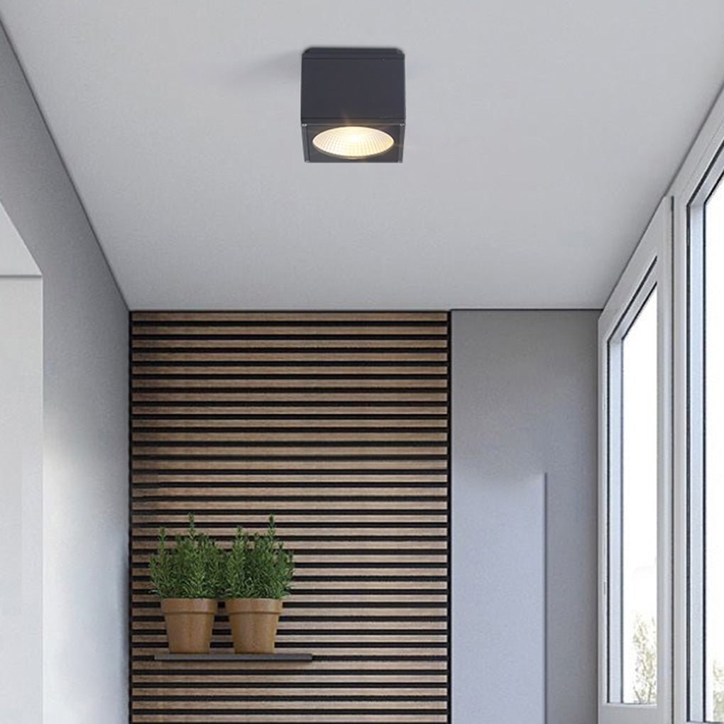 Square Waterproof LED Ceiling Light Industrial Aluminum Glass