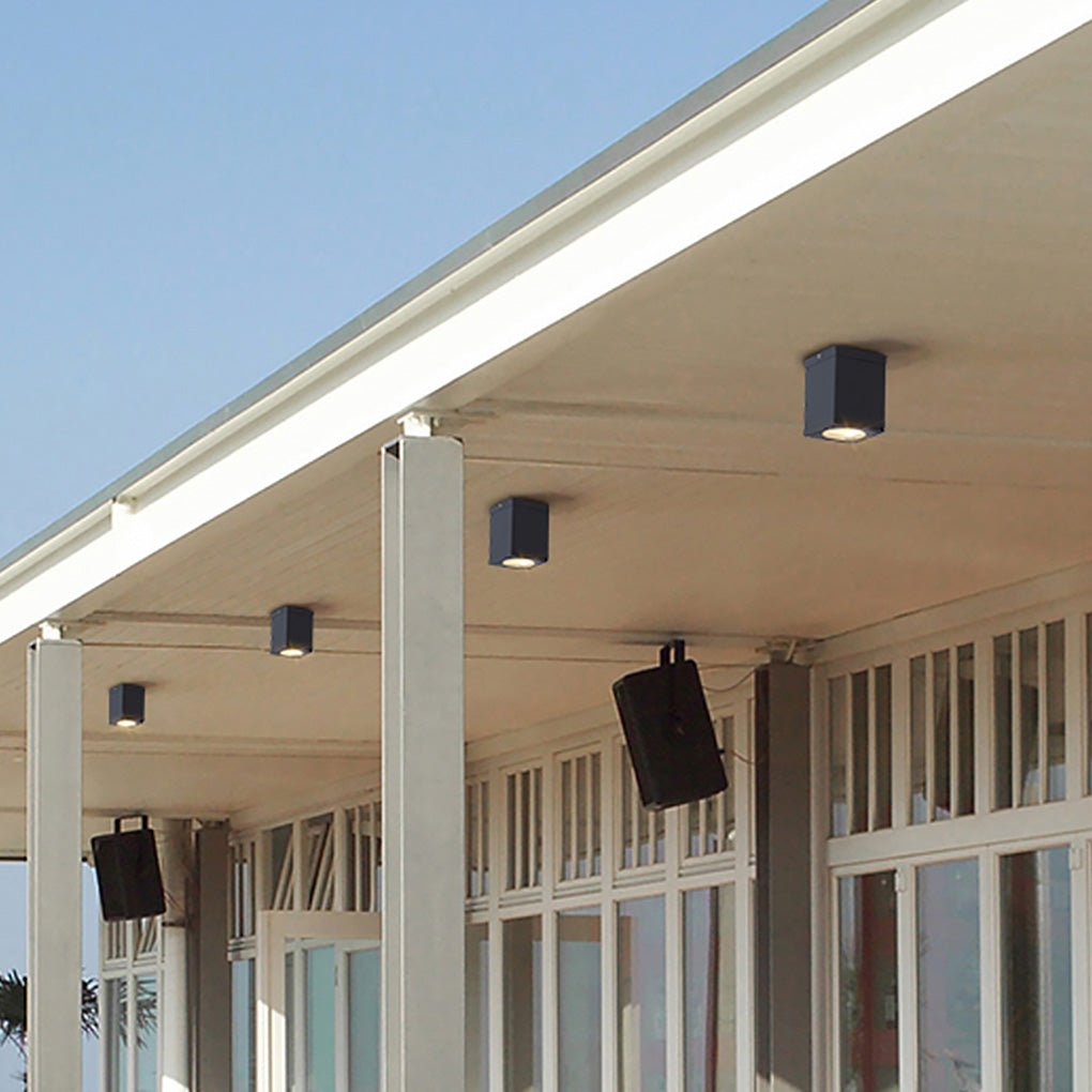 Square Waterproof LED Ceiling Light Industrial Aluminum Glass