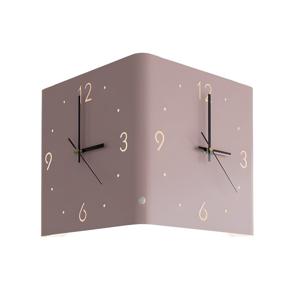 Modern LED Corner Wall Clock Silent Metal Backlit Design