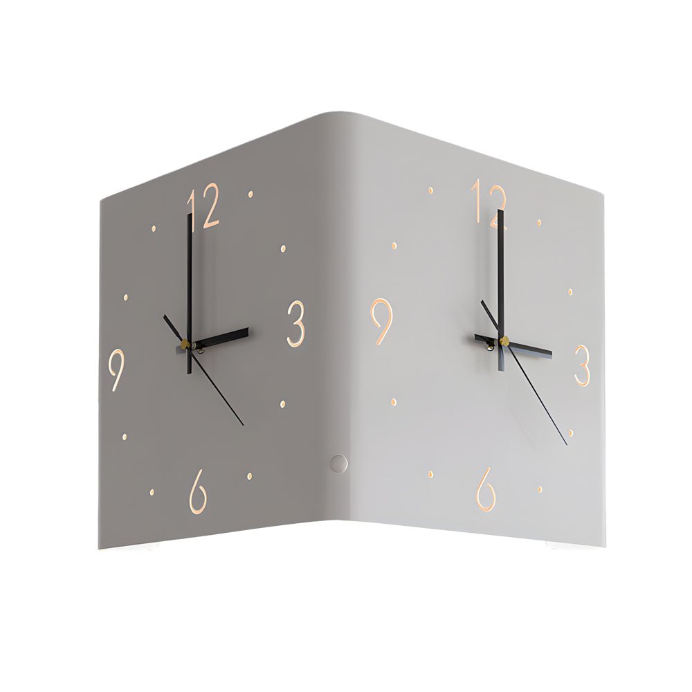 Modern LED Corner Wall Clock Silent Metal Backlit Design
