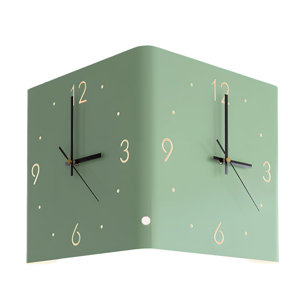 Modern LED Corner Wall Clock Silent Metal Backlit Design