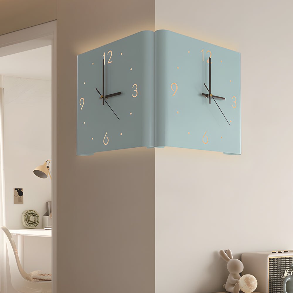 Modern LED Corner Wall Clock Silent Metal Backlit Design