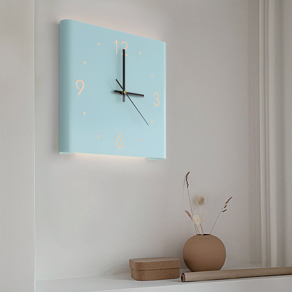 Modern LED Corner Wall Clock Silent Metal Backlit Design