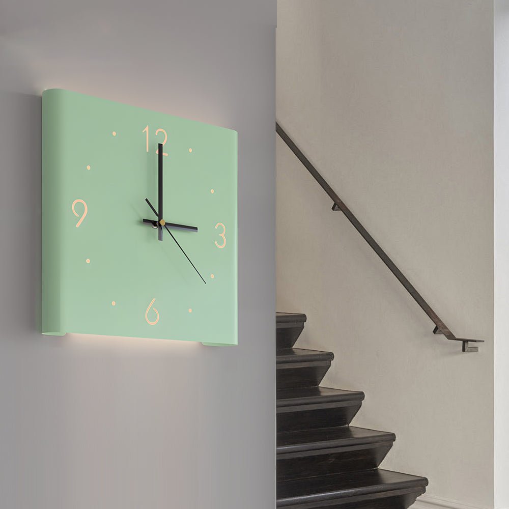 Modern LED Corner Wall Clock Silent Metal Backlit Design