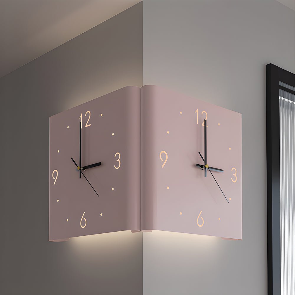 Modern LED Corner Wall Clock Silent Metal Backlit Design