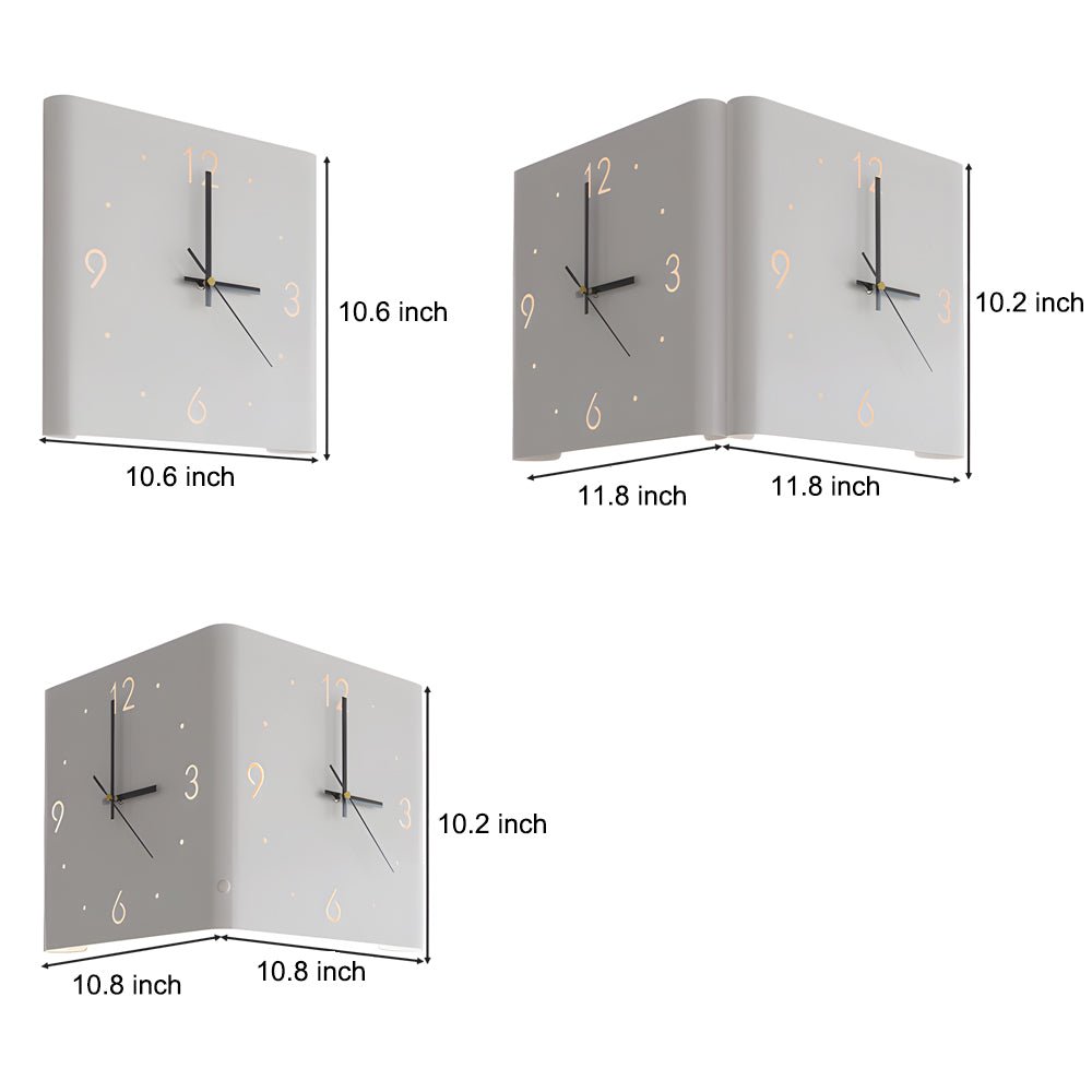 Modern LED Corner Wall Clock Silent Metal Backlit Design