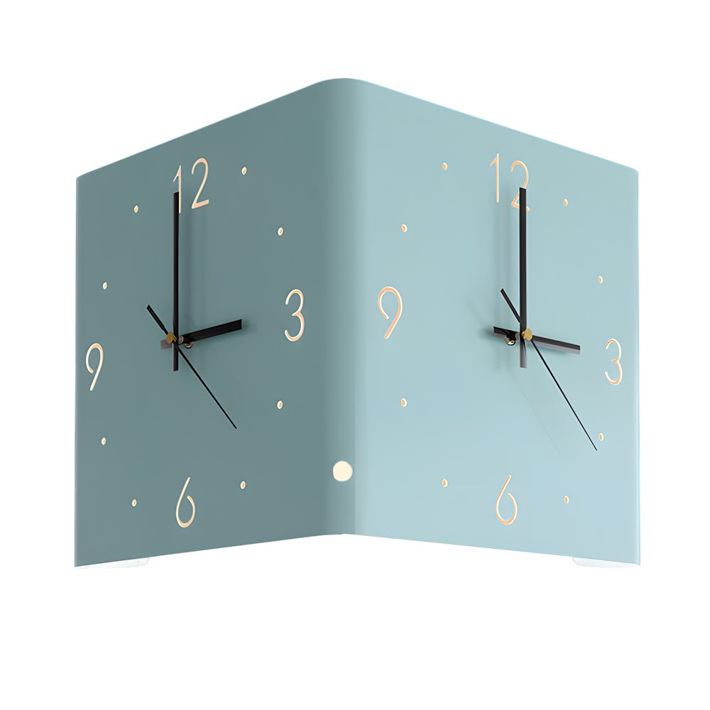 Modern LED Corner Wall Clock Silent Metal Backlit Design