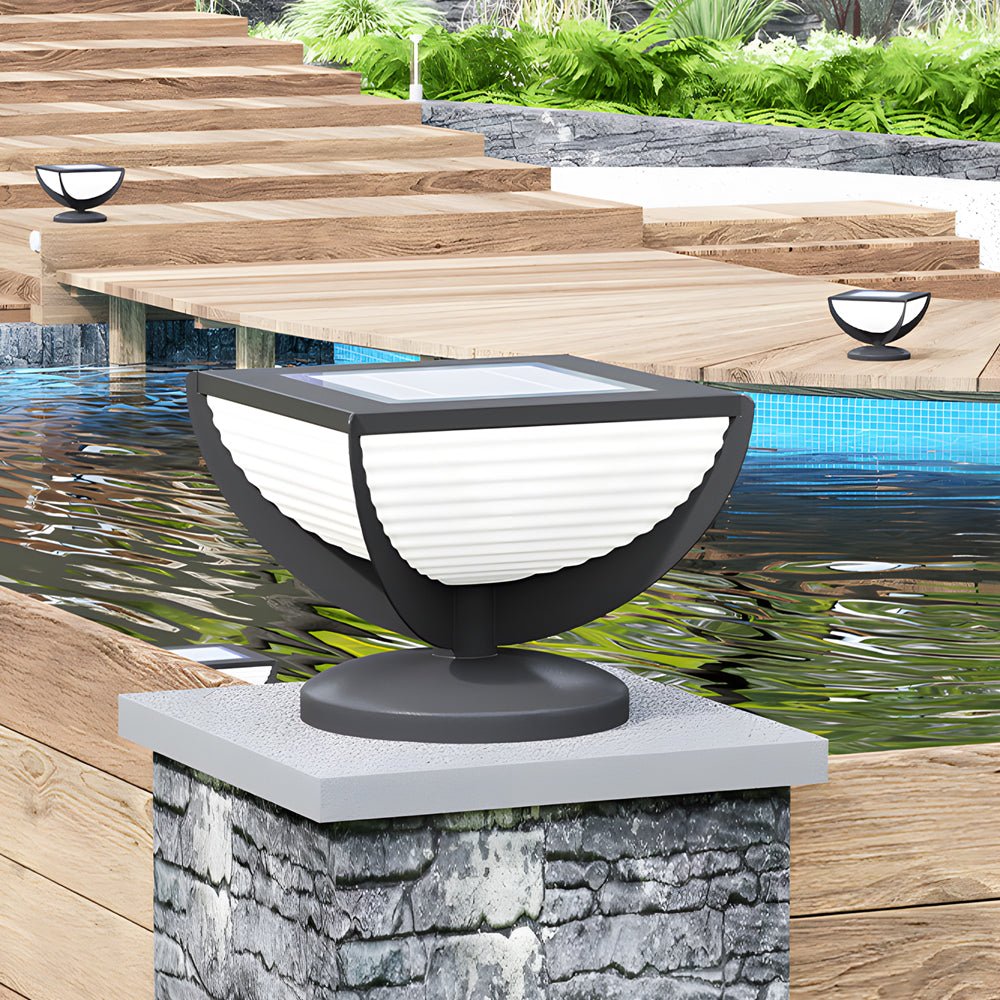 Modern Geometric Solar Garden Post Light Outdoor Waterproof LED