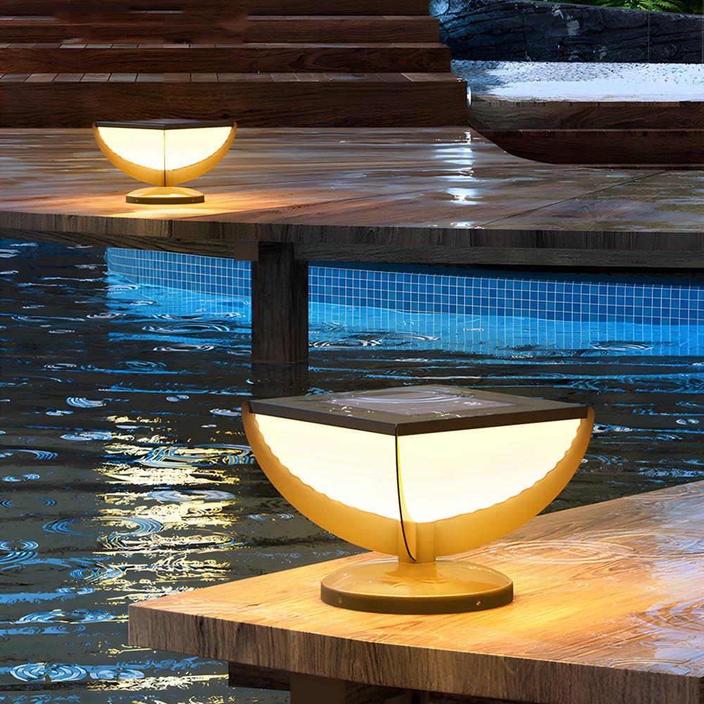 Modern Geometric Solar Garden Post Light Outdoor Waterproof LED