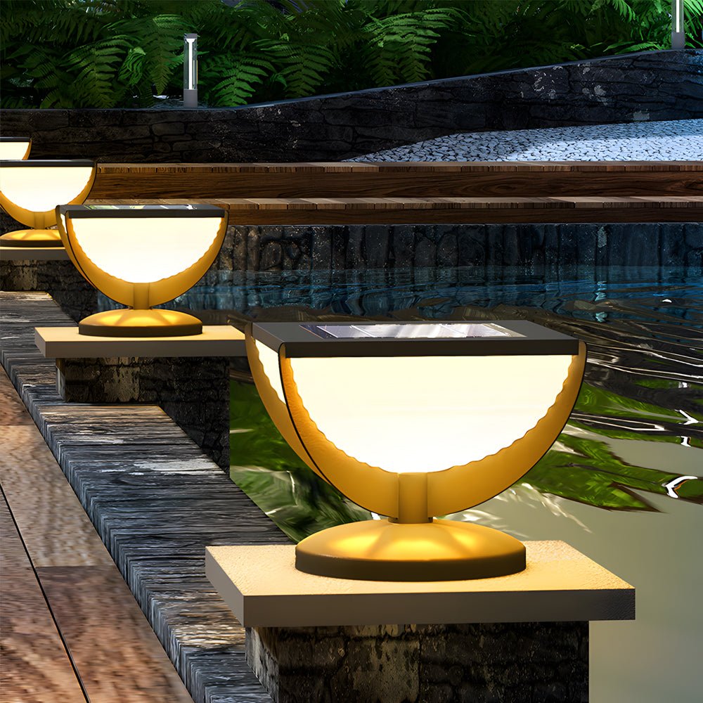 Modern Geometric Solar Garden Post Light Outdoor Waterproof LED