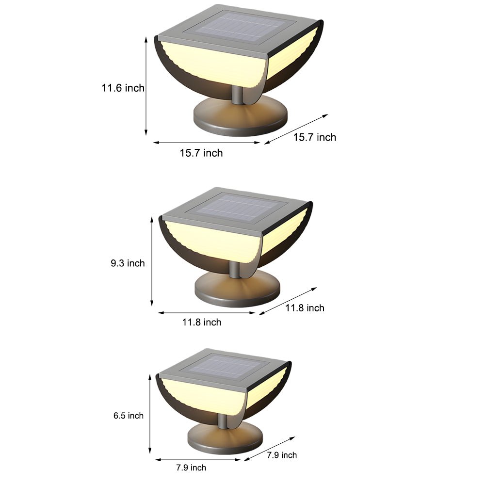 Modern Geometric Solar Garden Post Light Outdoor Waterproof LED