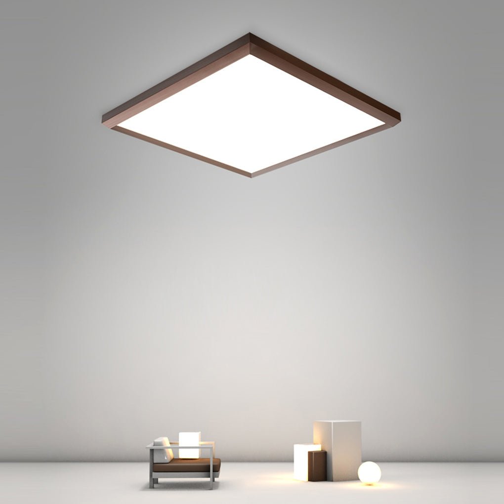 Square Modern Flush Mount LED Ceiling Light with Remote - Brown