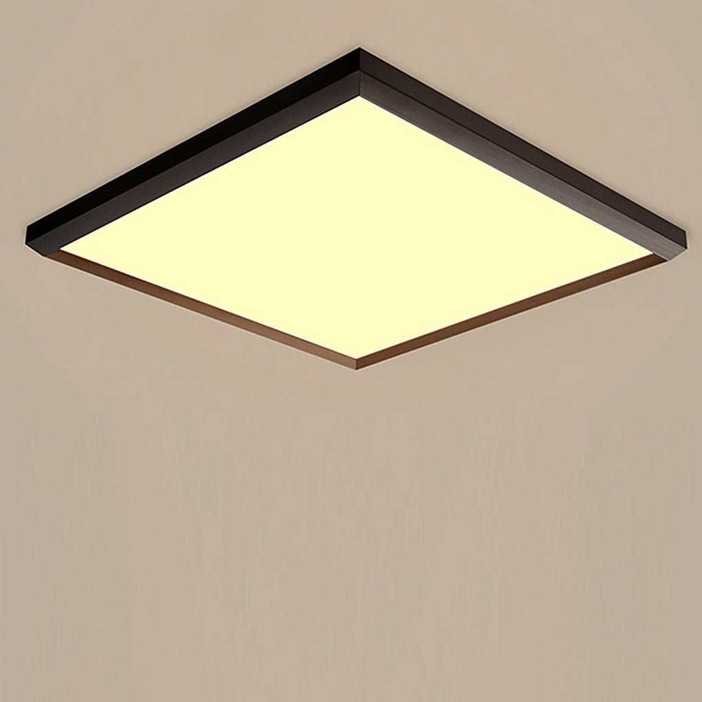 Square Modern Flush Mount LED Ceiling Light with Remote - Brown